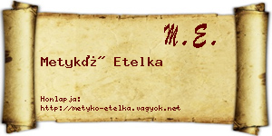 Metykó Etelka névjegykártya